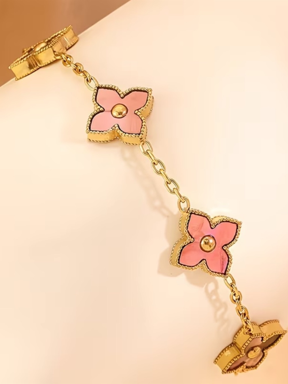 Kohl's Gold-Tone Bracelet with Pink Floral Accents